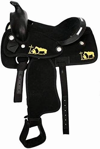 D&L Saddlery Classic Western Barrel Racing Handmade Synthetic Cordura Horse Saddle Lightweight Barrel Racing Saddle Trail Tack Equestrian Horse Saddle Tack Size 10" to 18" inches Seat, SYN50