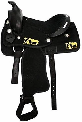 D&L Saddlery Classic Western Barrel Racing Handmade Synthetic Cordura Horse Saddle Lightweight Barrel Racing Saddle Trail Tack Equestrian Horse Saddle Tack Size 10" to 18" inches Seat, SYN50
