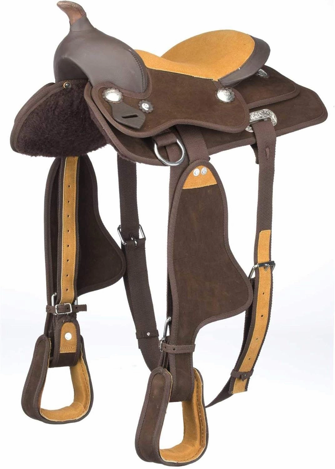 D&L Saddlery Classic Western Barrel Racing Handmade Synthetic Cordura Horse Saddle Lightweight Barrel Racing Saddle Trail Tack Equestrian Horse Saddle Tack Size 10" to 18" inches Seat, SYN63