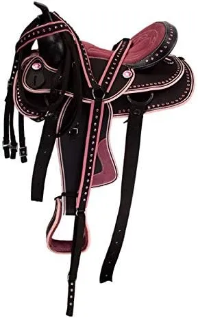 D&L Saddlery Classic Western Barrel Racing Handmade Synthetic Cordura Horse Saddle Lightweight Barrel Racing Saddle Trail Tack Equestrian Horse Saddle Tack Size 10" to 18" inches Seat, SYN17