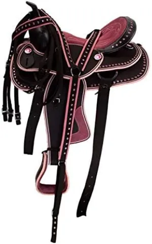 D&L Saddlery Classic Western Barrel Racing Handmade Synthetic Cordura Horse Saddle Lightweight Barrel Racing Saddle Trail Tack Equestrian Horse Saddle Tack Size 10" to 18" inches Seat, SYN17