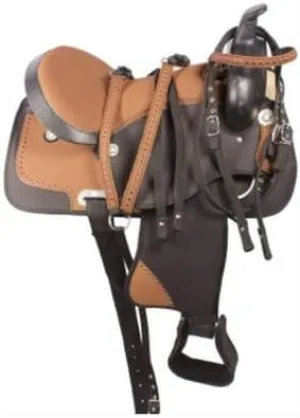 D&L Saddlery Classic Western Barrel Racing Handmade Synthetic Cordura Horse Saddle Lightweight Barrel Racing Saddle Trail Tack Equestrian Horse Saddle Tack Size 10" to 18" inches Seat, SYN19