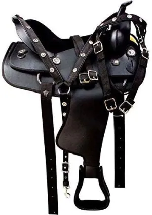 D&L Saddlery Classic Western Barrel Racing Handmade Synthetic Cordura Horse Saddle Lightweight Barrel Racing Saddle Trail Tack Equestrian Horse Saddle Tack Size 10" to 18" inches Seat, SYN21
