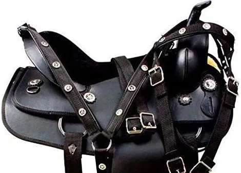 D&L Saddlery Classic Western Barrel Racing Handmade Synthetic Cordura Horse Saddle Lightweight Barrel Racing Saddle Trail Tack Equestrian Horse Saddle Tack Size 10" to 18" inches Seat, SYN21