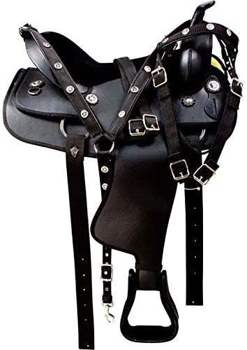 D&L Saddlery Classic Western Barrel Racing Handmade Synthetic Cordura Horse Saddle Lightweight Barrel Racing Saddle Trail Tack Equestrian Horse Saddle Tack Size 10" to 18" inches Seat, SYN21