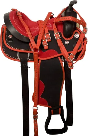 D&L Saddlery Classic Western Barrel Racing Handmade Synthetic Cordura Horse Saddle Lightweight Barrel Racing Saddle Trail Tack Equestrian Horse Saddle Tack Size 10" to 18" inches Seat, SYN22