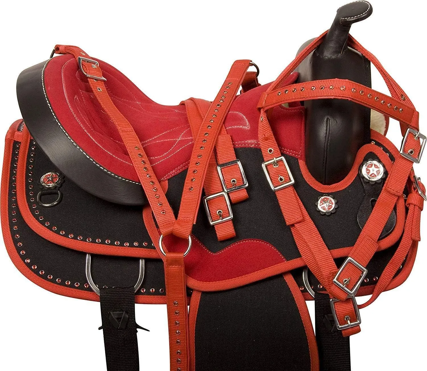 D&L Saddlery Classic Western Barrel Racing Handmade Synthetic Cordura Horse Saddle Lightweight Barrel Racing Saddle Trail Tack Equestrian Horse Saddle Tack Size 10" to 18" inches Seat, SYN22