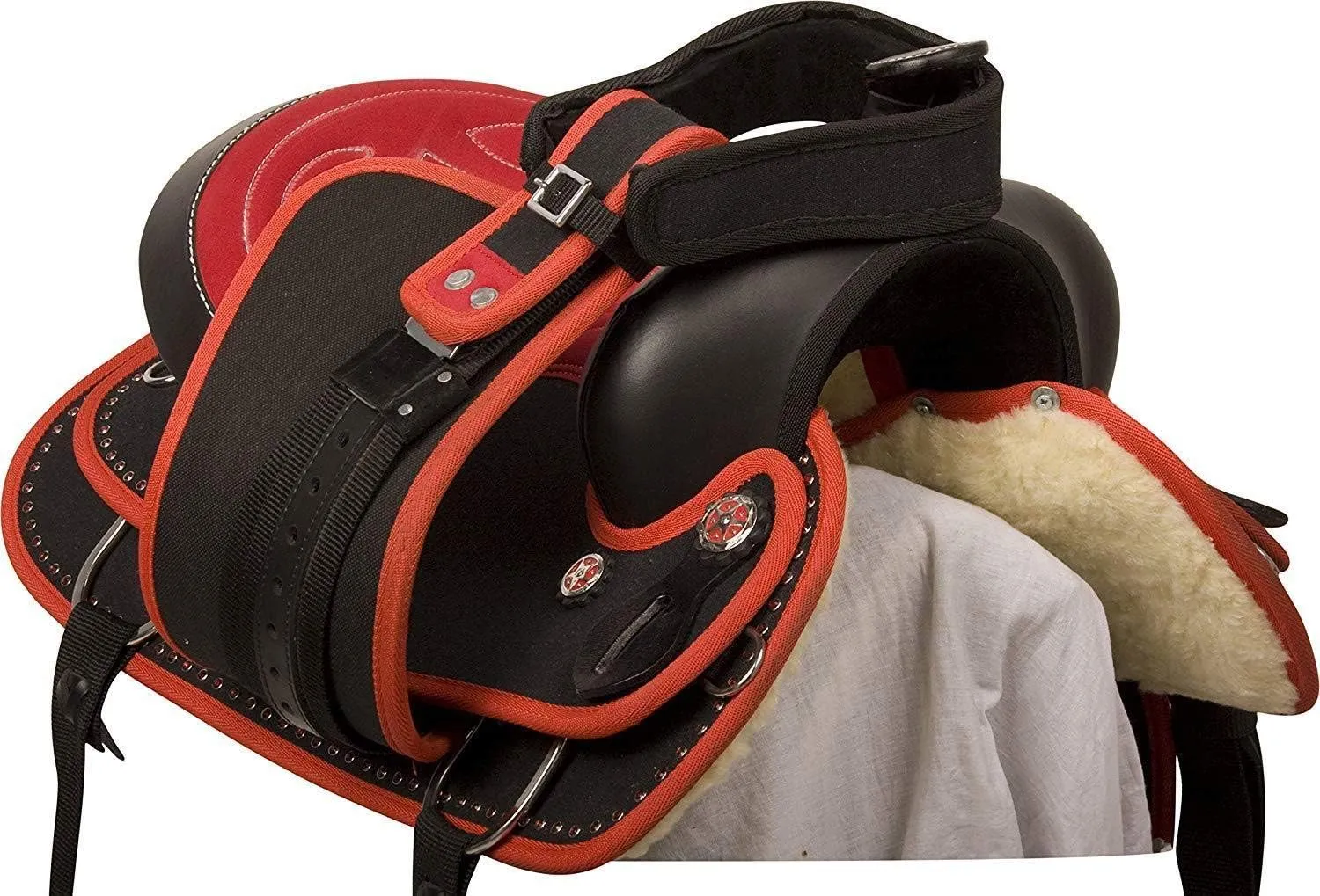 D&L Saddlery Classic Western Barrel Racing Handmade Synthetic Cordura Horse Saddle Lightweight Barrel Racing Saddle Trail Tack Equestrian Horse Saddle Tack Size 10" to 18" inches Seat, SYN22
