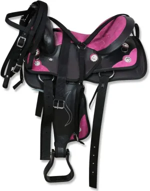 D&L Saddlery Classic Western Barrel Racing Handmade Synthetic Cordura Horse Saddle Lightweight Barrel Racing Saddle Trail Tack Equestrian Horse Saddle Tack Size 10" to 18" inches Seat, SYN24