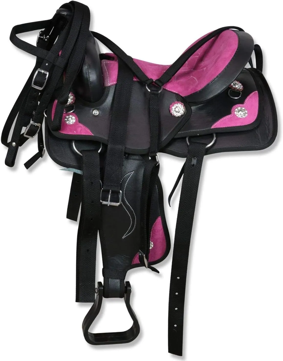 D&L Saddlery Classic Western Barrel Racing Handmade Synthetic Cordura Horse Saddle Lightweight Barrel Racing Saddle Trail Tack Equestrian Horse Saddle Tack Size 10" to 18" inches Seat, SYN24