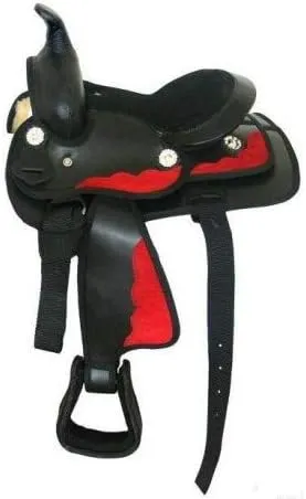 D&L Saddlery Classic Western Barrel Racing Handmade Synthetic Cordura Horse Saddle Lightweight Barrel Racing Saddle Trail Tack Equestrian Horse Saddle Tack Size 10" to 18" inches Seat, SYN61