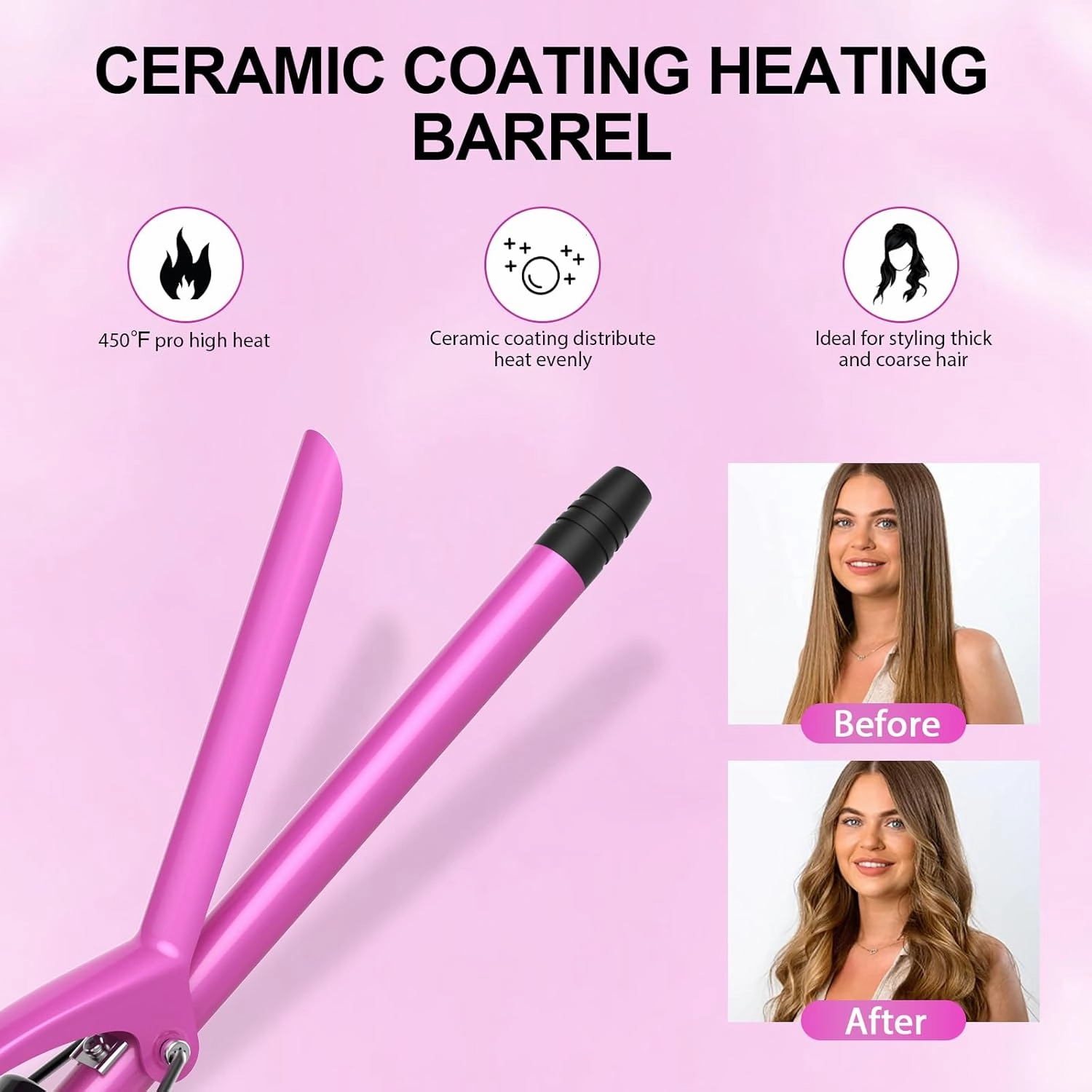 DAN Technology Small Barrel Curling Iron Wand Ceramic Barrel Tiny Curling Iron with Adjustable Temperature High Heat Hair Curling Irons Tiny Curler for Tight Curls Short & Long Hair (1/2 Inch,13MM)