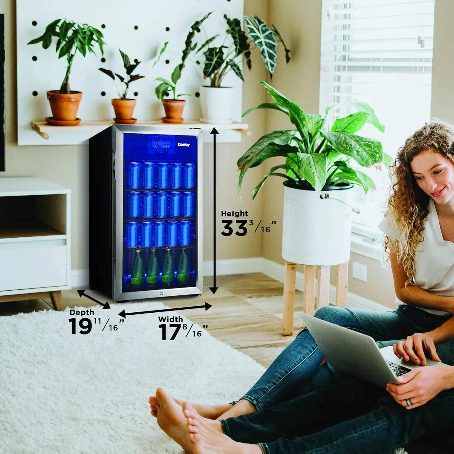 Danby DBC117A1BSSDB-6 117 Can Beverage Center, 3.1 Cu.Ft. Freestanding Drinks Refrigerator for Basement, Dining, Living Room-Bar Fridge Perfect for Beer, Pop, Water, Black/Grey