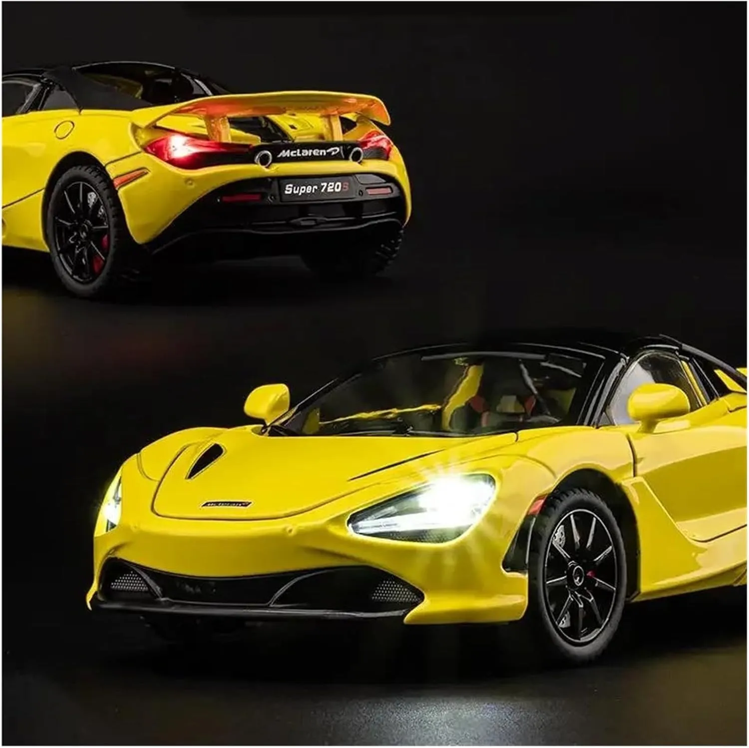 Decorative Car Model 1:24 for 720S Diecast Metal Alloy Racing Car Model Industrial Style Decoration Perfect for Gifting(Yellow)