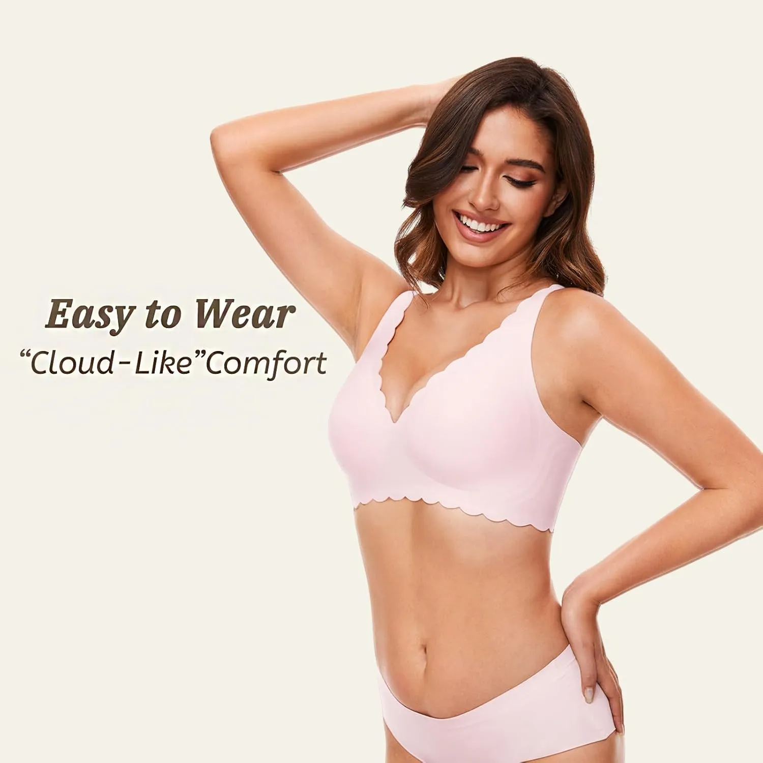 Deep V Petal Bras for Women No Underwire Soft Wireless Bras Comfort Seamless Bralettes with Extender