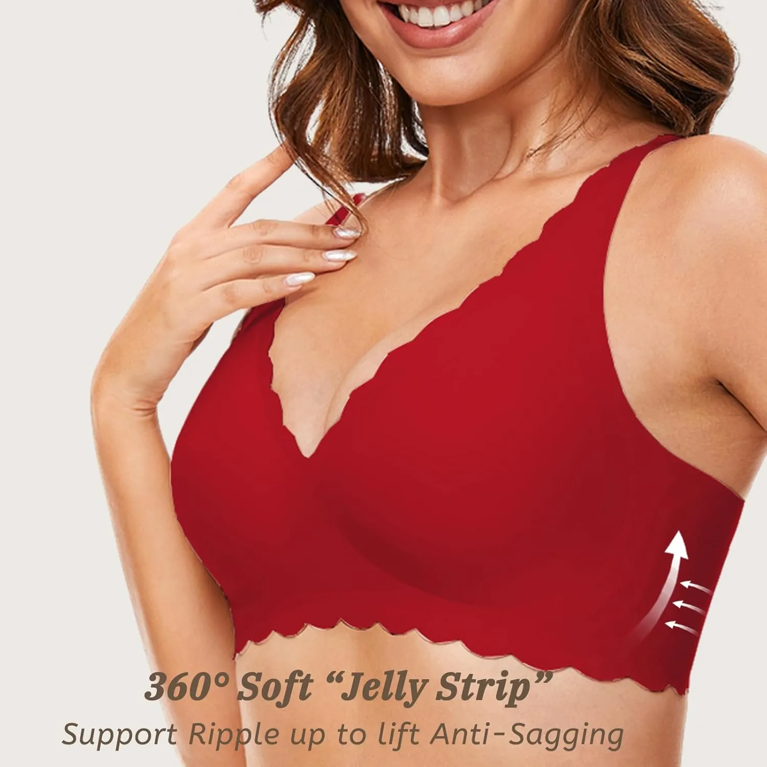 Deep V Petal Bras for Women No Underwire Soft Wireless Bras Comfort Seamless Bralettes with Extender