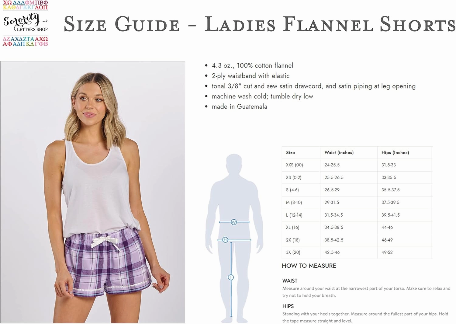 Delta Zeta Sorority Flannel Boxers - DeeZee Boxer Shorts - DZ Greek Letter Sleepwear Pajama Bottoms
