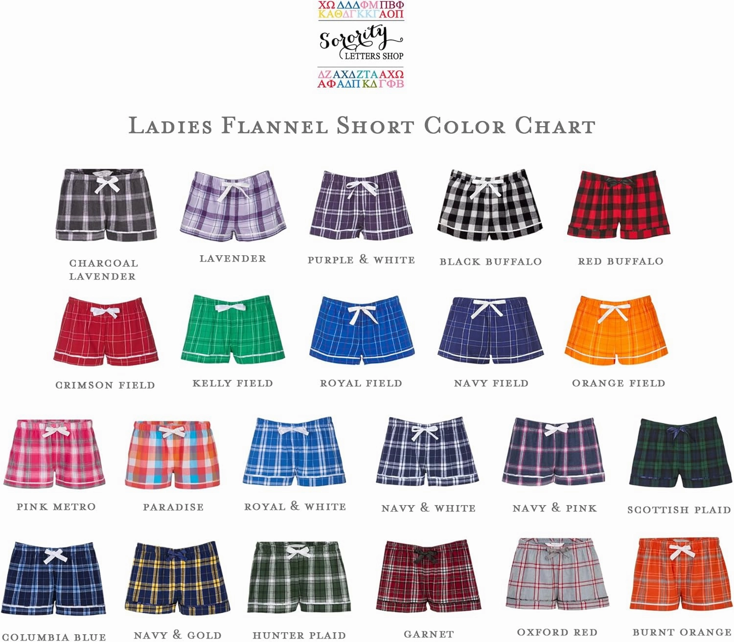 Delta Zeta Sorority Flannel Boxers - DeeZee Boxer Shorts - DZ Greek Letter Sleepwear Pajama Bottoms