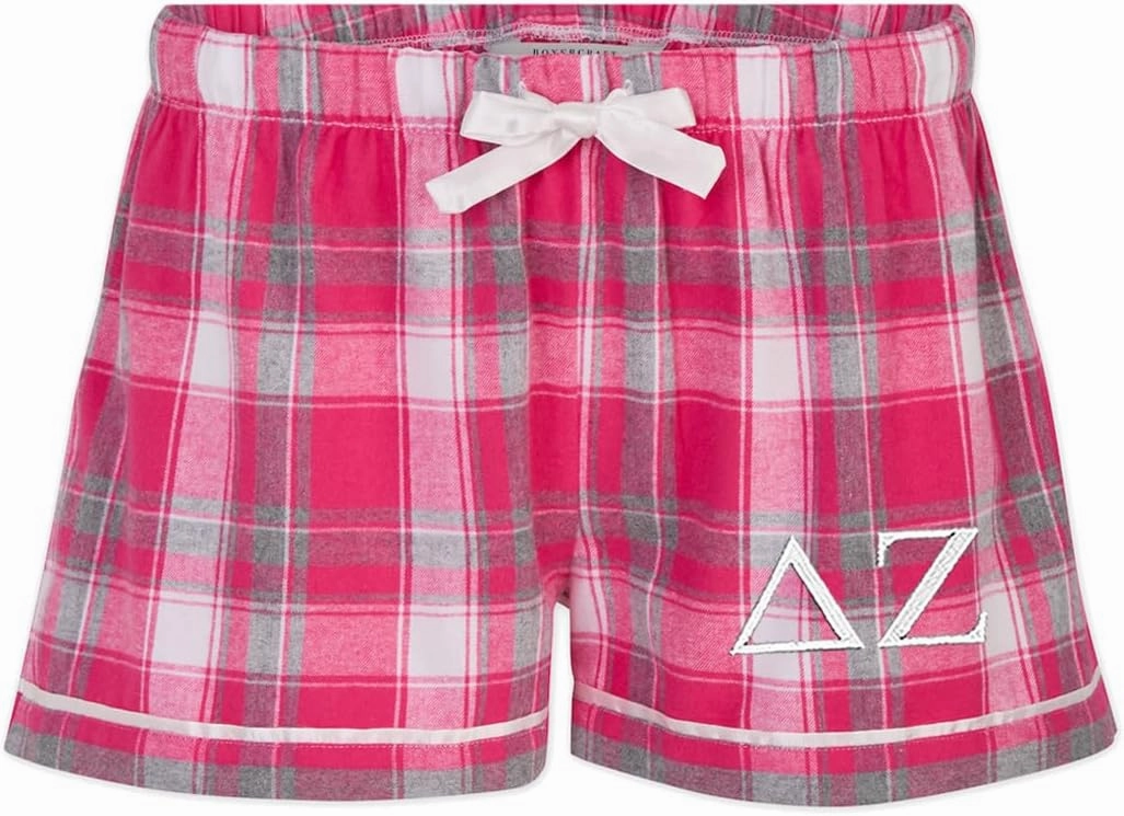 Delta Zeta Sorority Flannel Boxers - DeeZee Boxer Shorts - DZ Greek Letter Sleepwear Pajama Bottoms