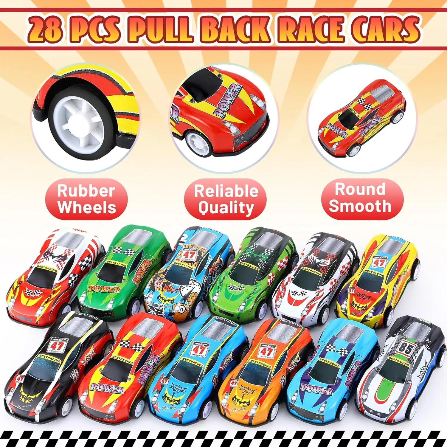 DERTE Pull Back Cars for Kids Mini Car Toys Bulk Metal Race Vehicles Party Favors Goodie Bag Stuffers Classroom Prizes for Boys Girls Toddlers (84)
