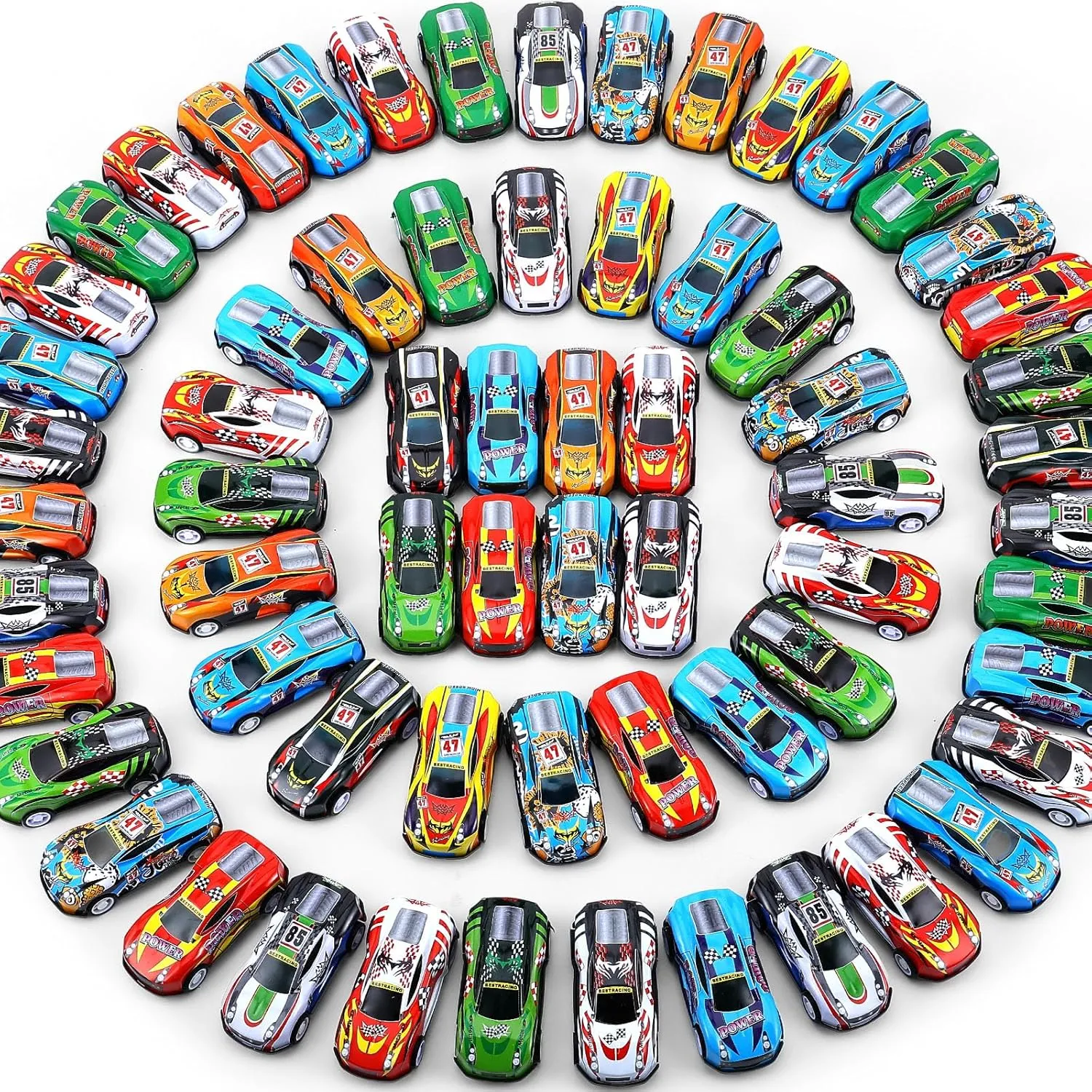 DERTE Pull Back Cars for Kids Mini Car Toys Bulk Metal Race Vehicles Party Favors Goodie Bag Stuffers Classroom Prizes for Boys Girls Toddlers (84)