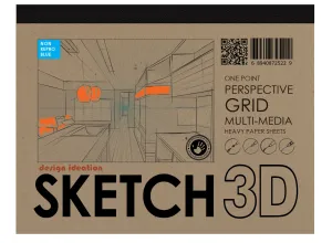 Design Ideation PERSPECTIVE GRID PAD. Removable Sheet. Multi-Media. 1 Point. Blue. (8.5" X 11") PAD-2550-TS