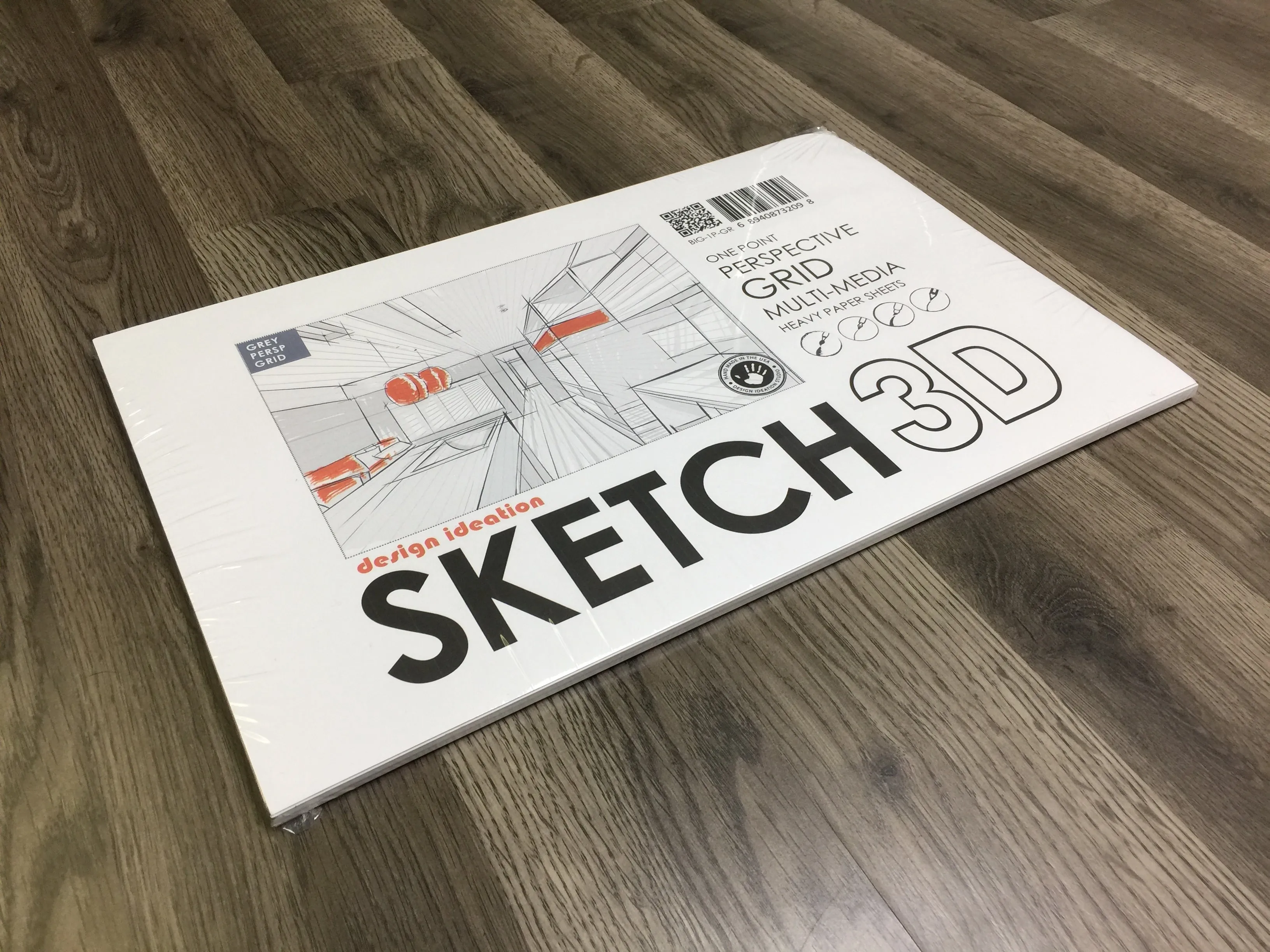 Design Ideation PERSPECTIVE GRID PAD. Removable Sheet. Multi-Media. 1 Point. Grey. (11" x 17") PAD-2550-TS