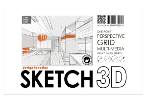 Design Ideation PERSPECTIVE GRID PAD. Removable Sheet. Multi-Media. 1 Point. Grey. (11" x 17") PAD-2550-TS