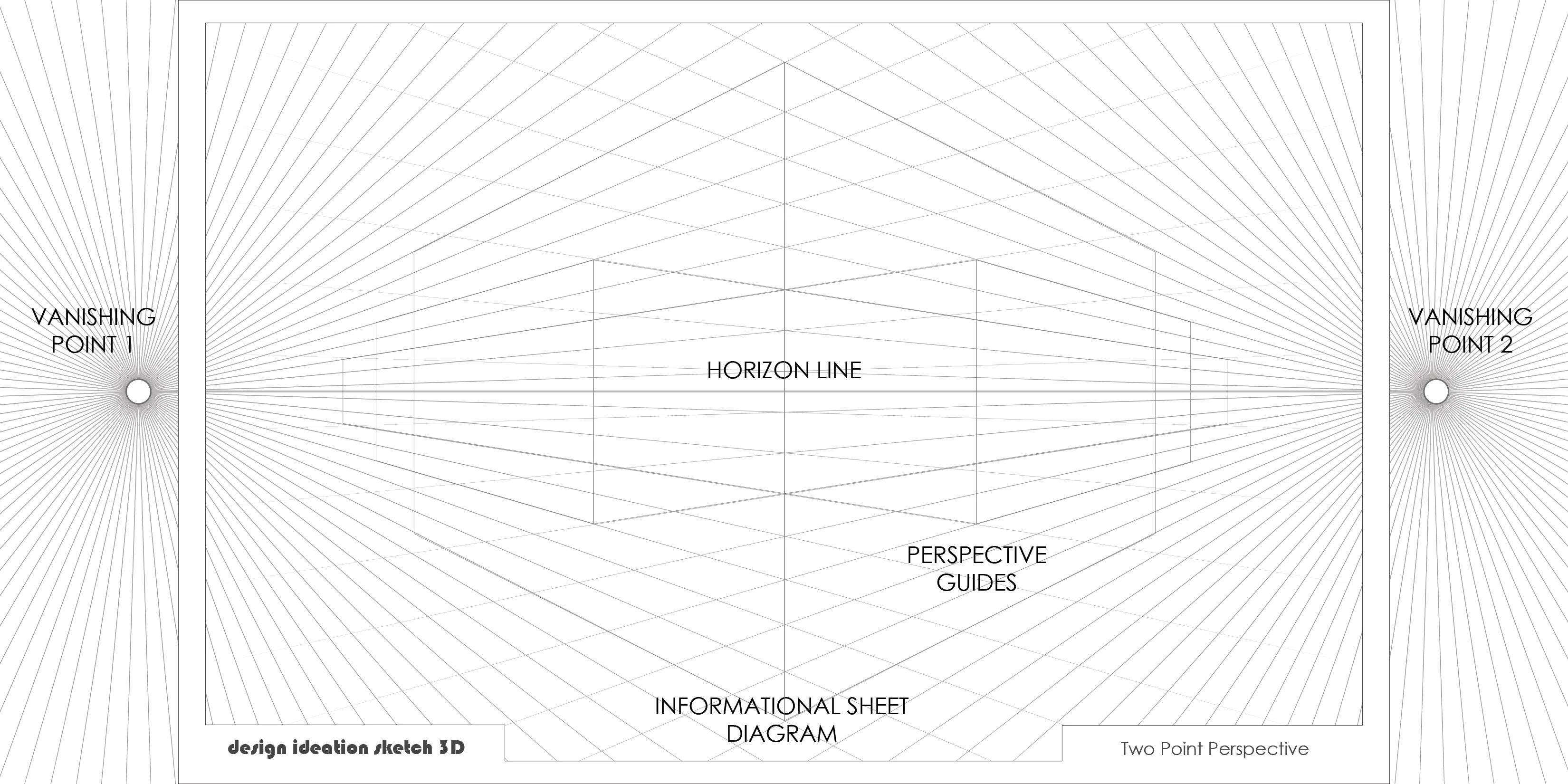 Design Ideation PERSPECTIVE GRID PAD. Removable Sheet. Multi-Media. 2 Point. Grey. (11" X 17") PAD-2550-TS