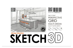 Design Ideation PERSPECTIVE GRID PAD. Removable Sheet. Multi-Media. 2 Point. Grey. (11" X 17") PAD-2550-TS