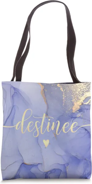 Destinee Letter D Initial Cute Purple Personalized Tote Bag