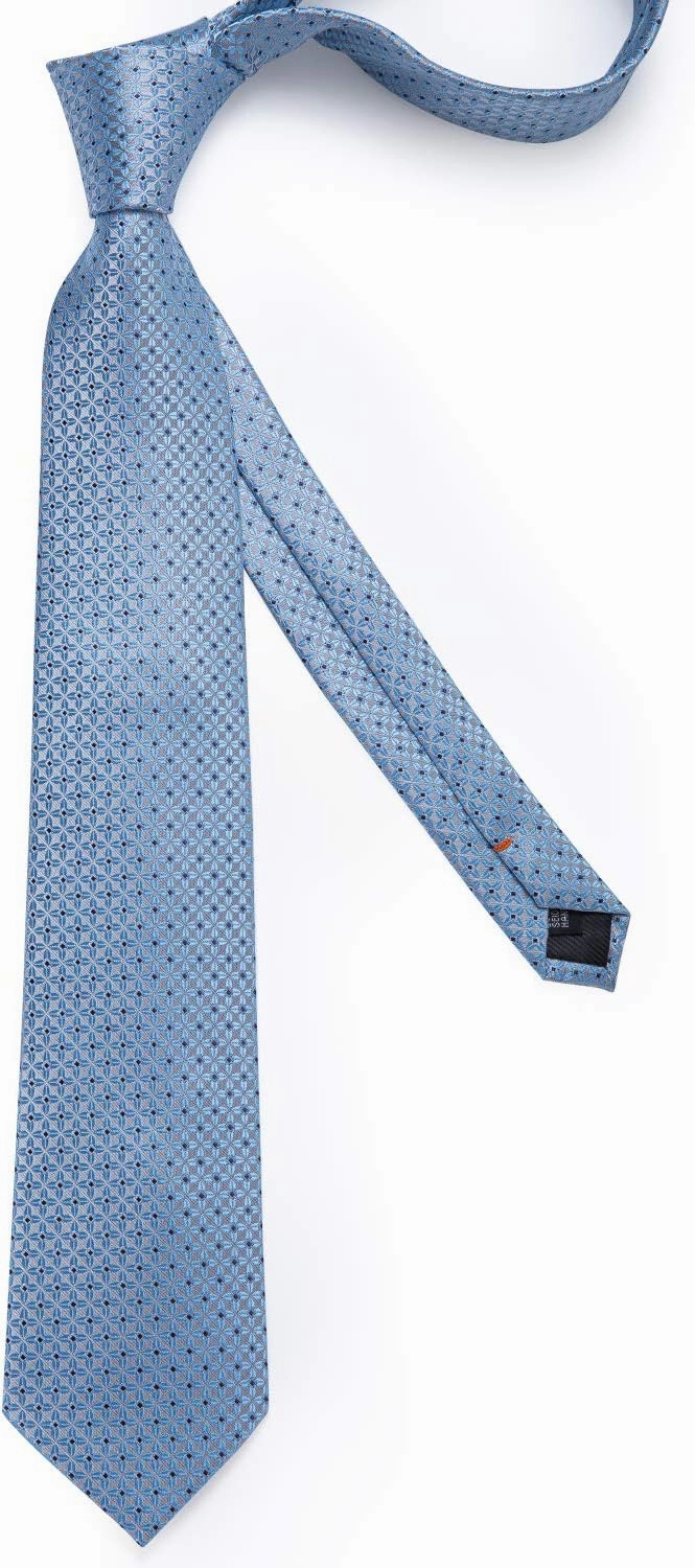 DiBanGu Mens Tie Set Silk Solid Paisley Necktie and Pocket Square Cufflinks Classic Formal Ties for Men Wedding Party