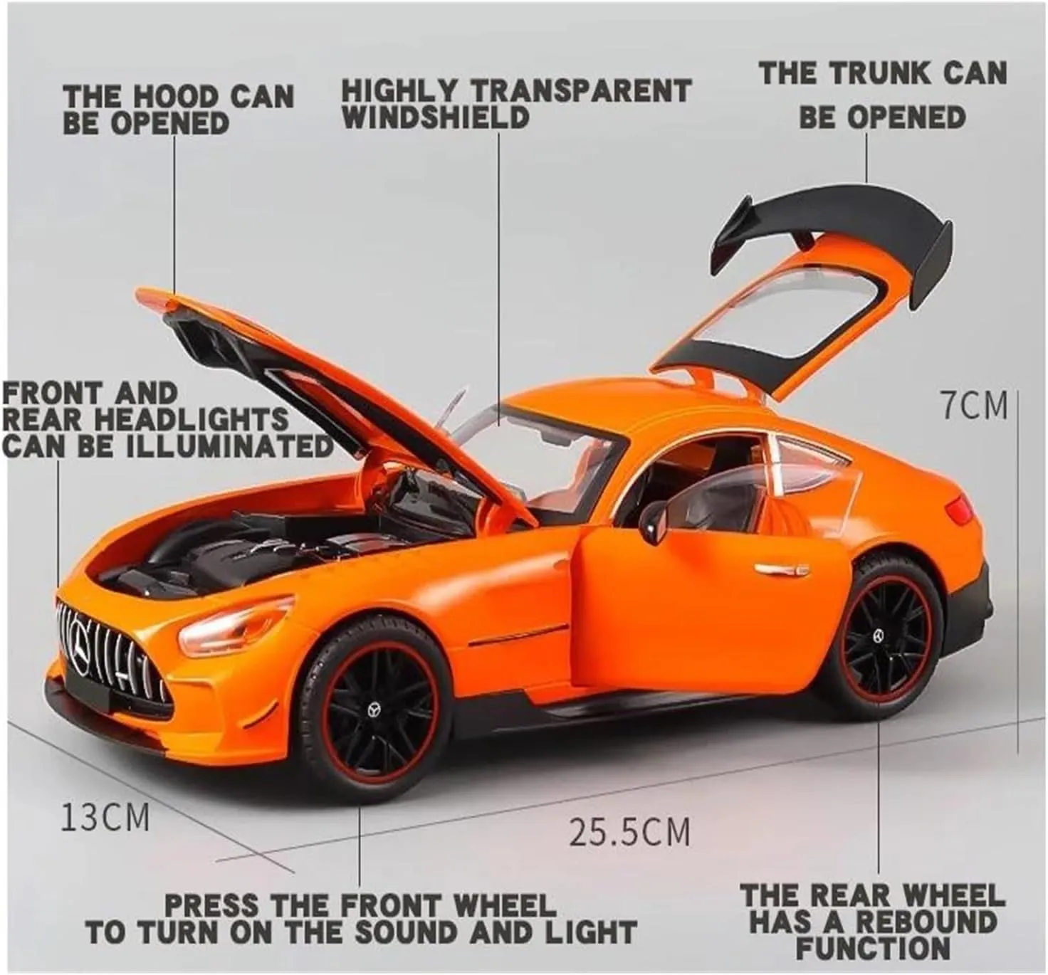 Diecast Model Car 1:18 for Mercedes Benz GTR Miniature Static Simulation Car Model Alloy Vehicle Home Office Decoration Metal Motor Vehicles(Blue)