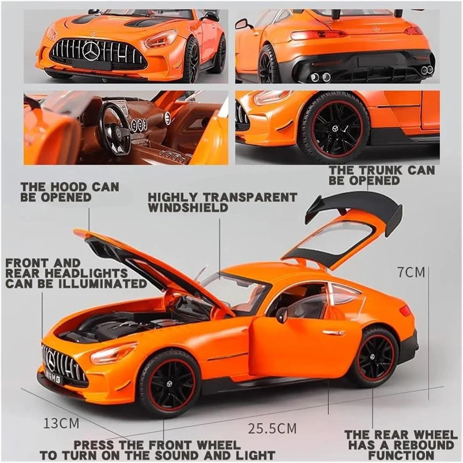 Diecast Model Car 1:18 for Mercedes Benz GTR Miniature Static Simulation Car Model Alloy Vehicle Home Office Decoration Metal Motor Vehicles(Blue)