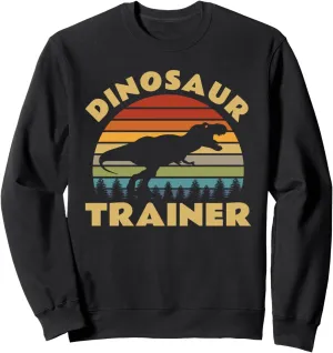 Dinosaur Trainer Halloween Costume Retro Sunset Dino Outline Sweatshirt