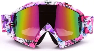 Dirt Bike Goggles, ATV Goggles motorcycle goggles, UTV MX OTG Accessories Goggle Glasses & Anti Fog Ski Goggles, Racing Skiing Dirtbike Goggles for Men Women-Camo Pink Frame & Color Lens