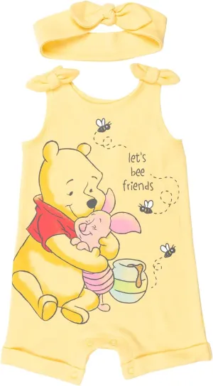 Disney Minnie Mouse Winnie the Pooh Lion King Lilo & Stitch Simba Romper and Headband Newborn to Toddler