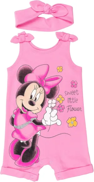 Disney Minnie Mouse Winnie the Pooh Lion King Lilo & Stitch Simba Romper and Headband Newborn to Toddler