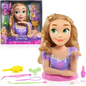 Disney Princess Deluxe Rapunzel Styling Head, 13-pieces, Officially Licensed Kids Toys for Ages 3 Up by Just Play