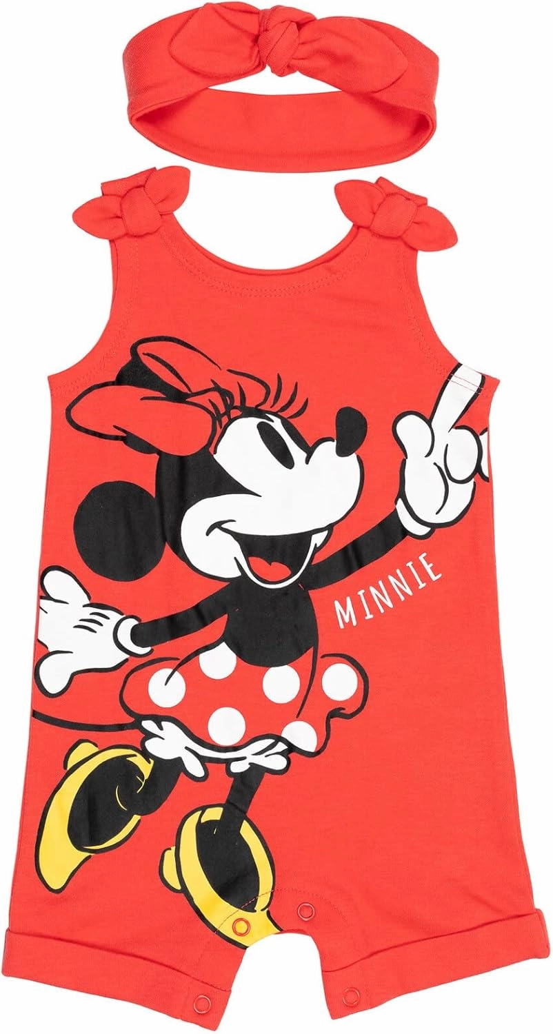 Disney Minnie Mouse Winnie the Pooh Lion King Lilo & Stitch Simba Romper and Headband Newborn to Toddler