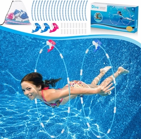 Diving Pool Toys for Kids, 2 Pack Water Sports Swim Thru Rings, Summer Outdoor Activities Underwater Training Swimming Dive Toys Pool Games Gifts for Boys Girls Ages 3-12 (Blue)