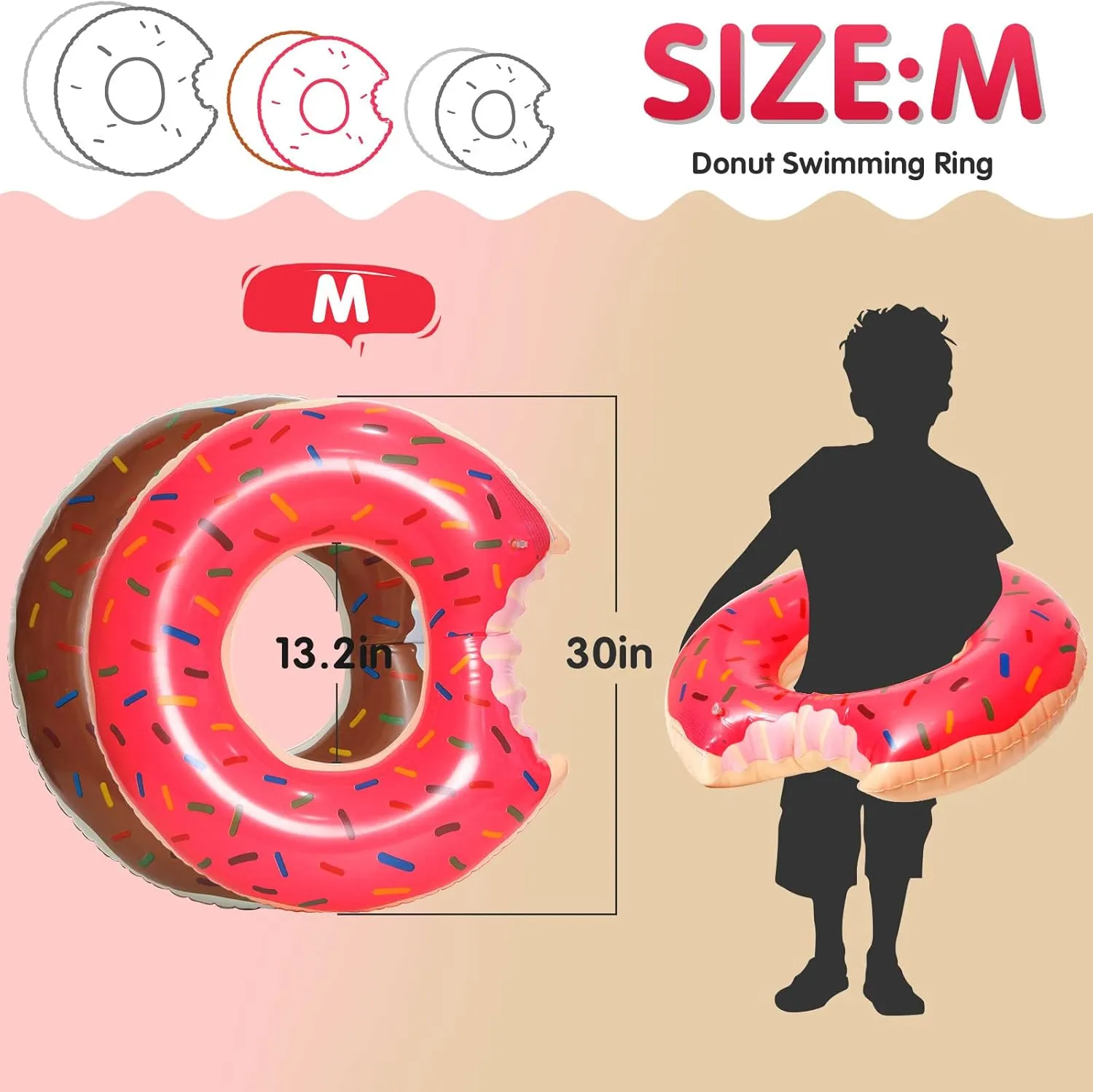 DMAR Donut Pool Float - Donut Tube & Ring for Beach & Pool