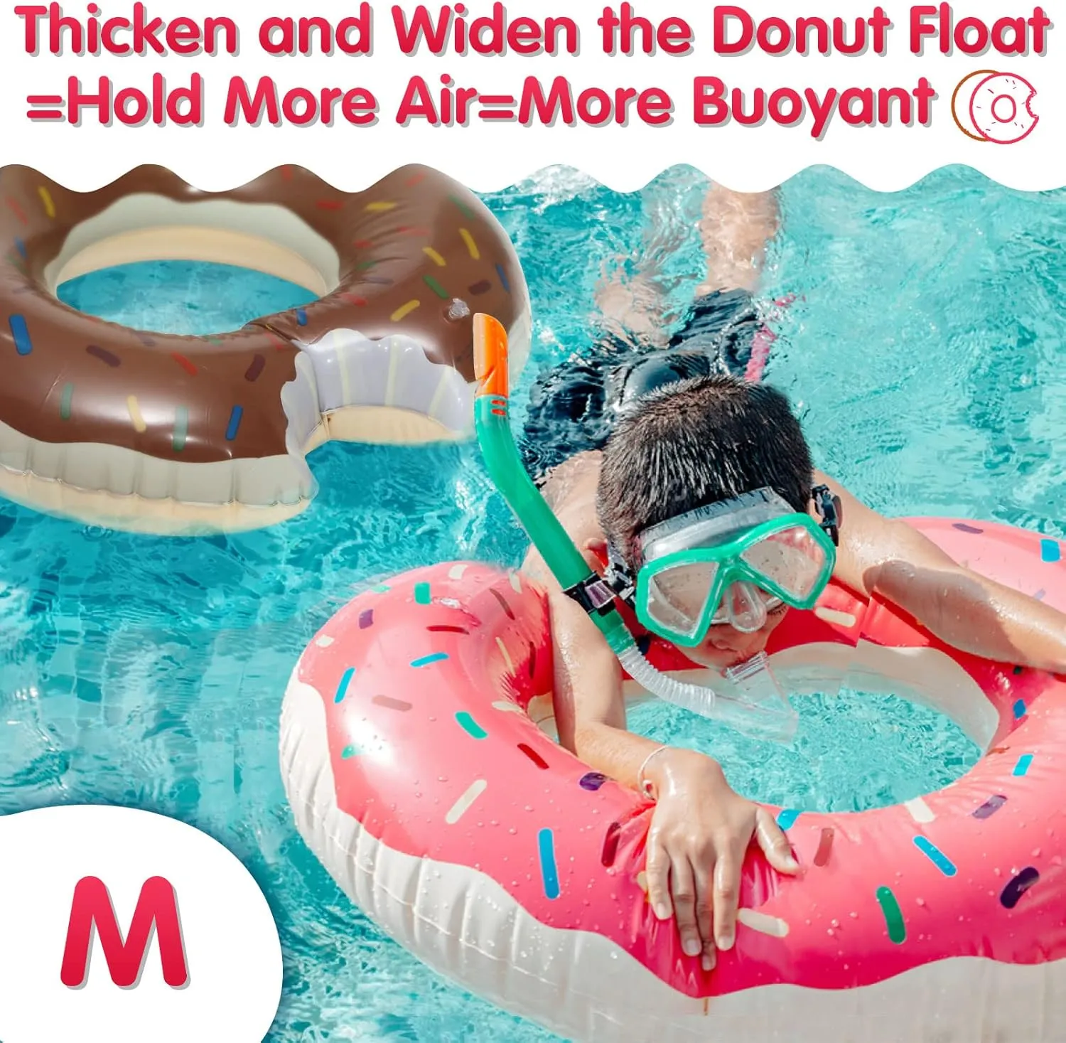 DMAR Donut Pool Float - Donut Tube & Ring for Beach & Pool