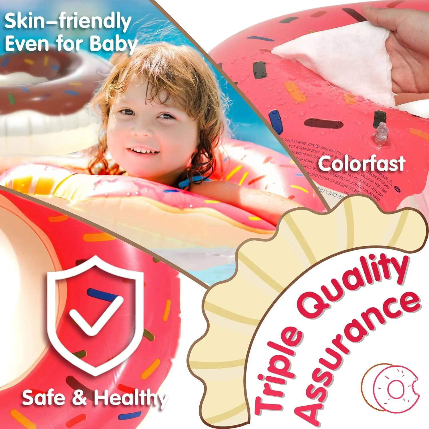 DMAR Donut Pool Float - Donut Tube & Ring for Beach & Pool
