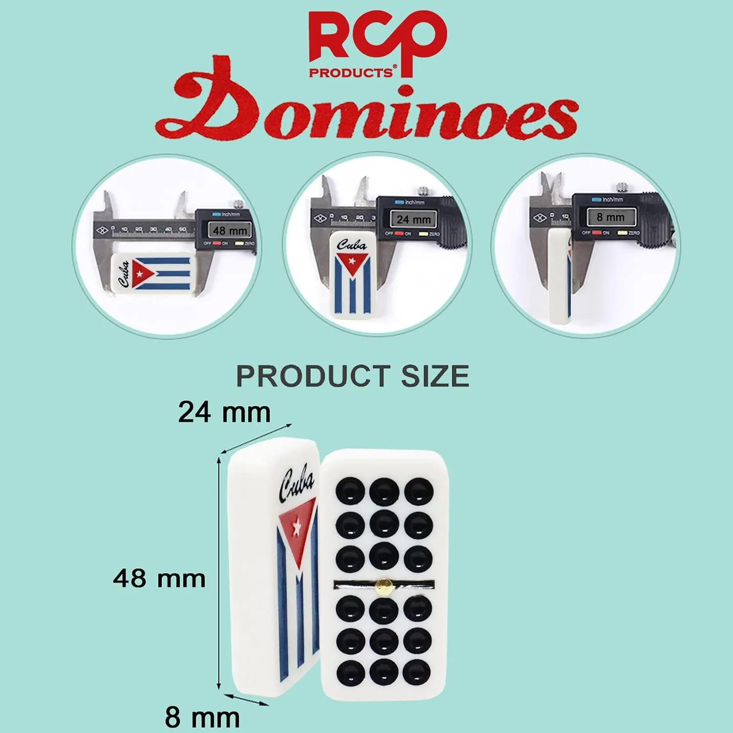 Dominos Set for Adults – Professional Double 9 Dominoes Set of 55 Tiles, Metal Spinner, Classic and Travel Board Game with Wood Case Juegos de Mesa (Cuban Flag)
