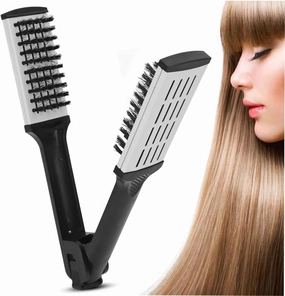 Double-Sided Boar Bristle Hair Brush Straightener - No Electric Needed Detangle and Style Hair with Ease - Hair Straightening Comb Styling Tool