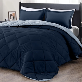 downluxe King Size Comforter Set - Blue and Sapphire King Comforter, Soft Bedding Sets for All Seasons -3 Pieces - 1 Comforter (104"x92") and 2 Pillow Shams(20"x36")