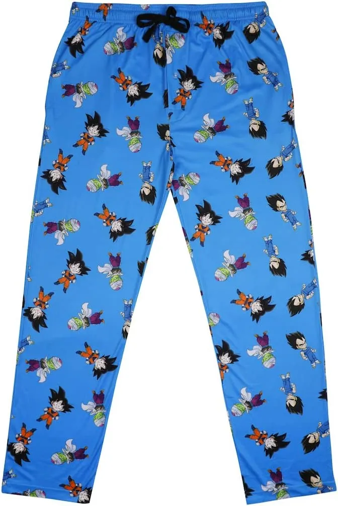 Dragon Ball Z Super Saiyan Heroes AOP Men's Light Blue Sleep Pajama Pants