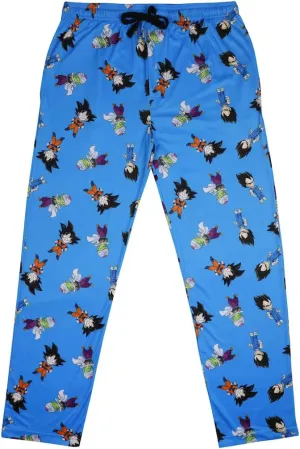 Dragon Ball Z Super Saiyan Heroes AOP Men's Light Blue Sleep Pajama Pants