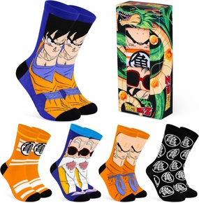 Dragon Ball Z Mens Socks Pack of 5 Crew Socks for Men Teenagers Soft Breathable Work Sports Casual Size 8-13 Anime Gifts